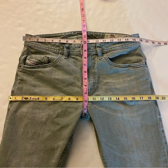 Diesel Thommer Slim Jeans Mens 30 Waist Green Denim Ankle Cropped Short Length - Picture 10 of 11